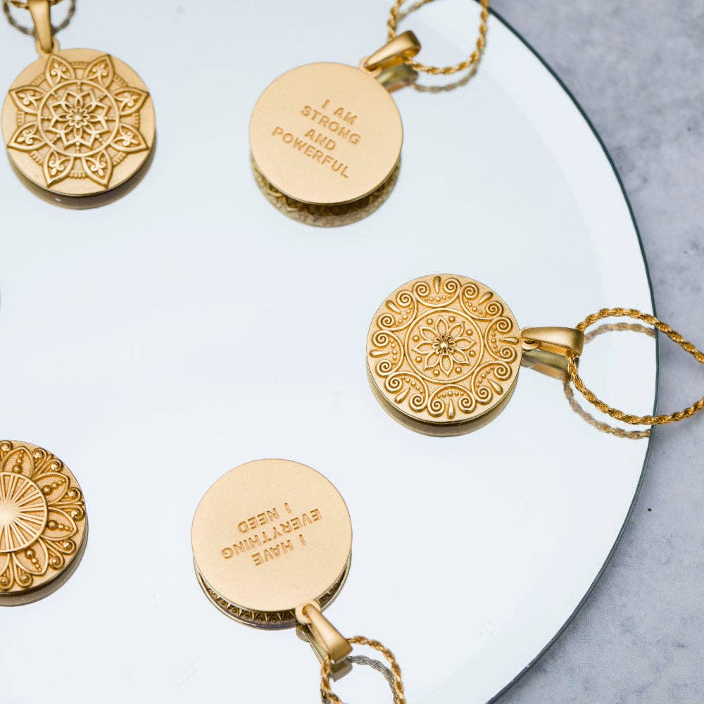 I Choose Joy - inspirational Mantra® mandala necklace: Yellow Gold