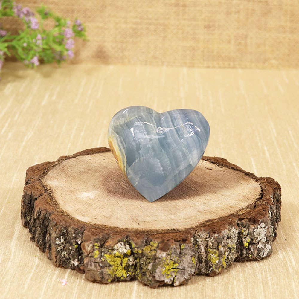 Aquatine Blue Calcite Puff Heart