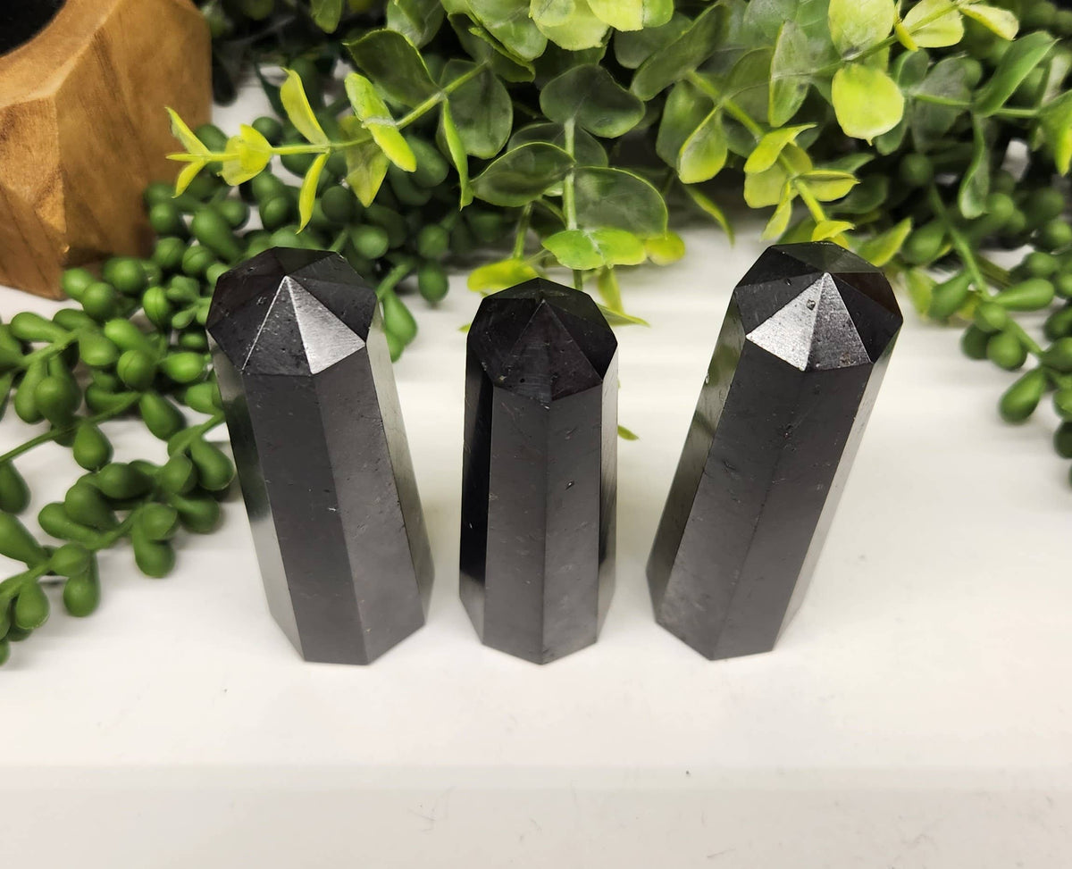 Black Tourmaline 8-Faceted Tower (Approx. 8.9-9.5cm)