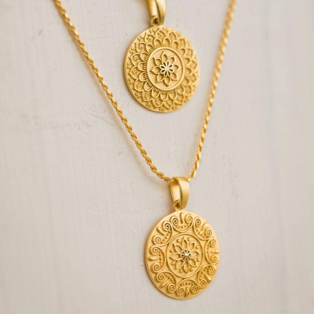 I Choose Joy - inspirational Mantra® mandala necklace: Yellow Gold