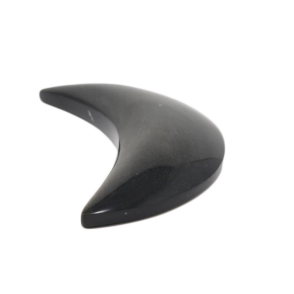 Golden Sheen Obsidian Moon | Hand Carved Crescent Decor, 5 Inch