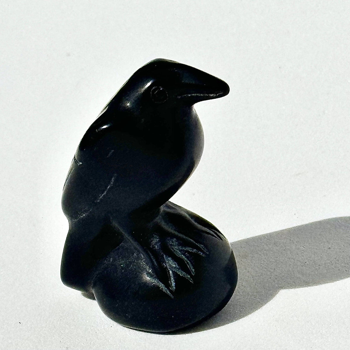 Black Obsidian Raven Carving – Totem for Ancient Wisdom and Protection