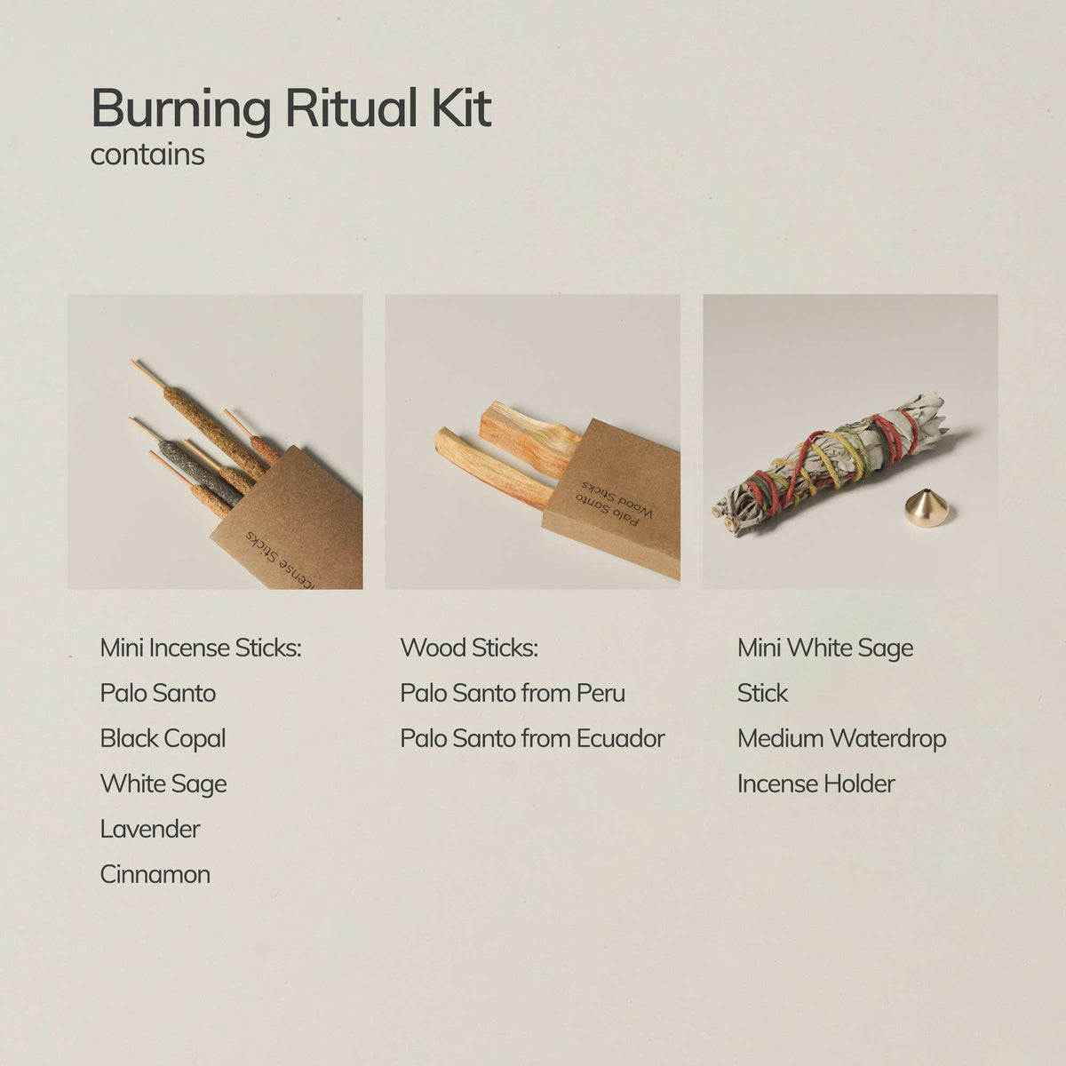 Smudging Ritual Sample Kit – Sage, Palo Santo and; Incense Starter Set
