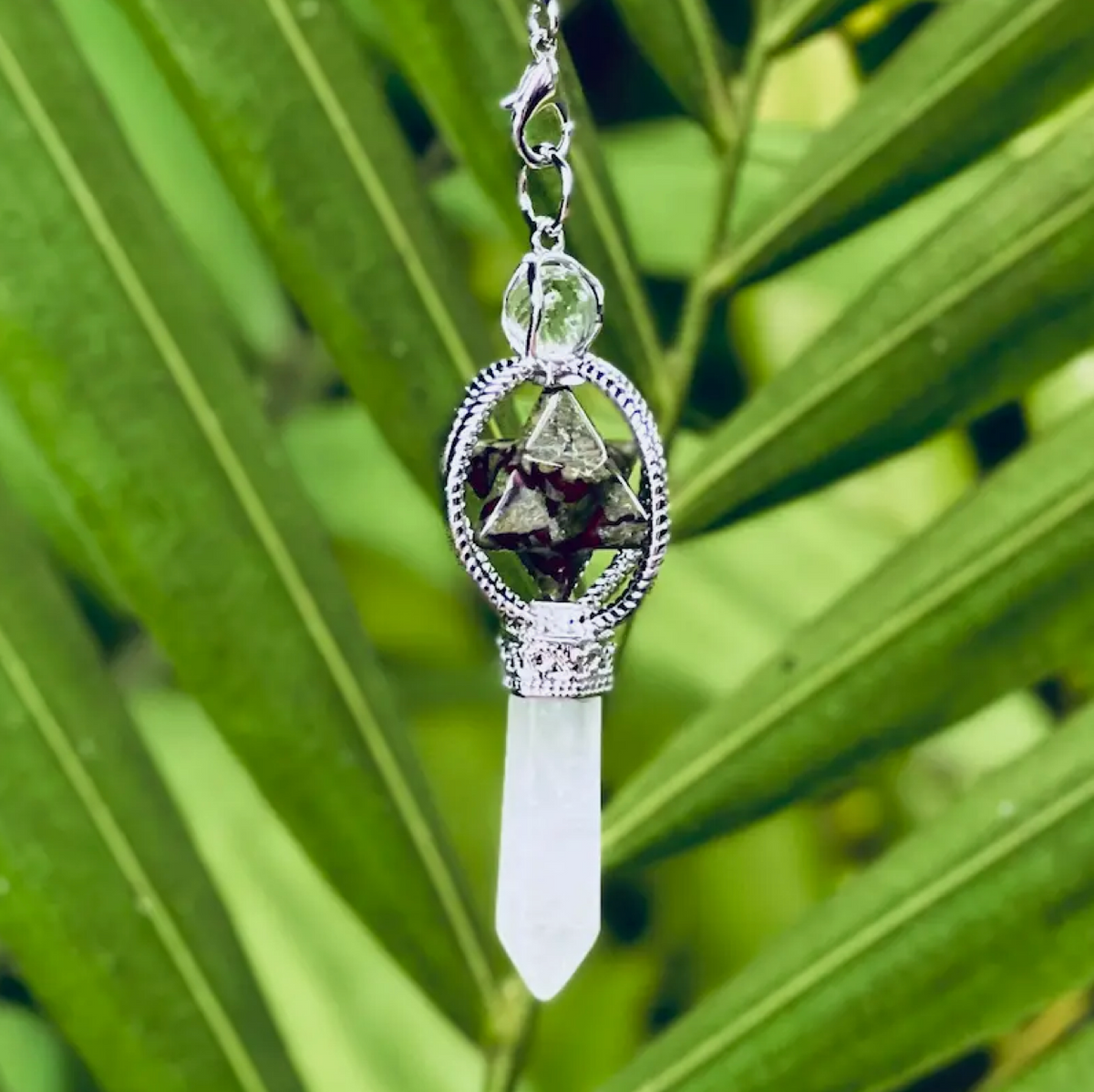 DRAGON BLOOD MERKABA SILVER PENDULUM - MONEY, LOVE, & PURPOSE - Properties of Dragon Blood Jasper - A stone of personal power - Chakras - Dragon Blood Jasper  - powerful stone of strength - powerful healing stone - Joy Of Journey