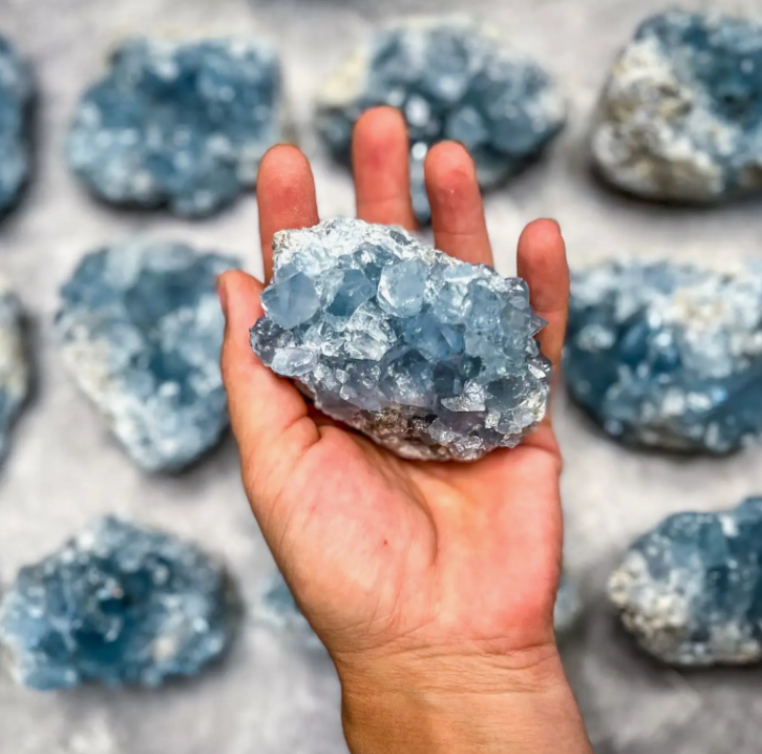 ETHICALLY SOURCED CELESTITE CLUSTERS 25-450 GRAMS - sourced in Madagascar - Keep your Celestite Crystal.
