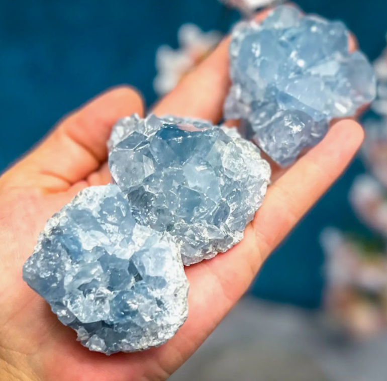 ETHICALLY SOURCED CELESTITE CLUSTERS 25-450 GRAMS - sourced in Madagascar - Keep your Celestite Crystal.