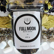 FULL MOON BATH SOAK - Bath Soak - all chakras for spiritual growth - Soothing blend of Dead Sea Salt, Activated Charcoal, Coconut Milk Powder, Frankincense Essential Oil, Lavender Essential Oil, Selenite crystal, Bay Leaf, Lavender Flower and Black Malva Flower - Joy - Journey of You