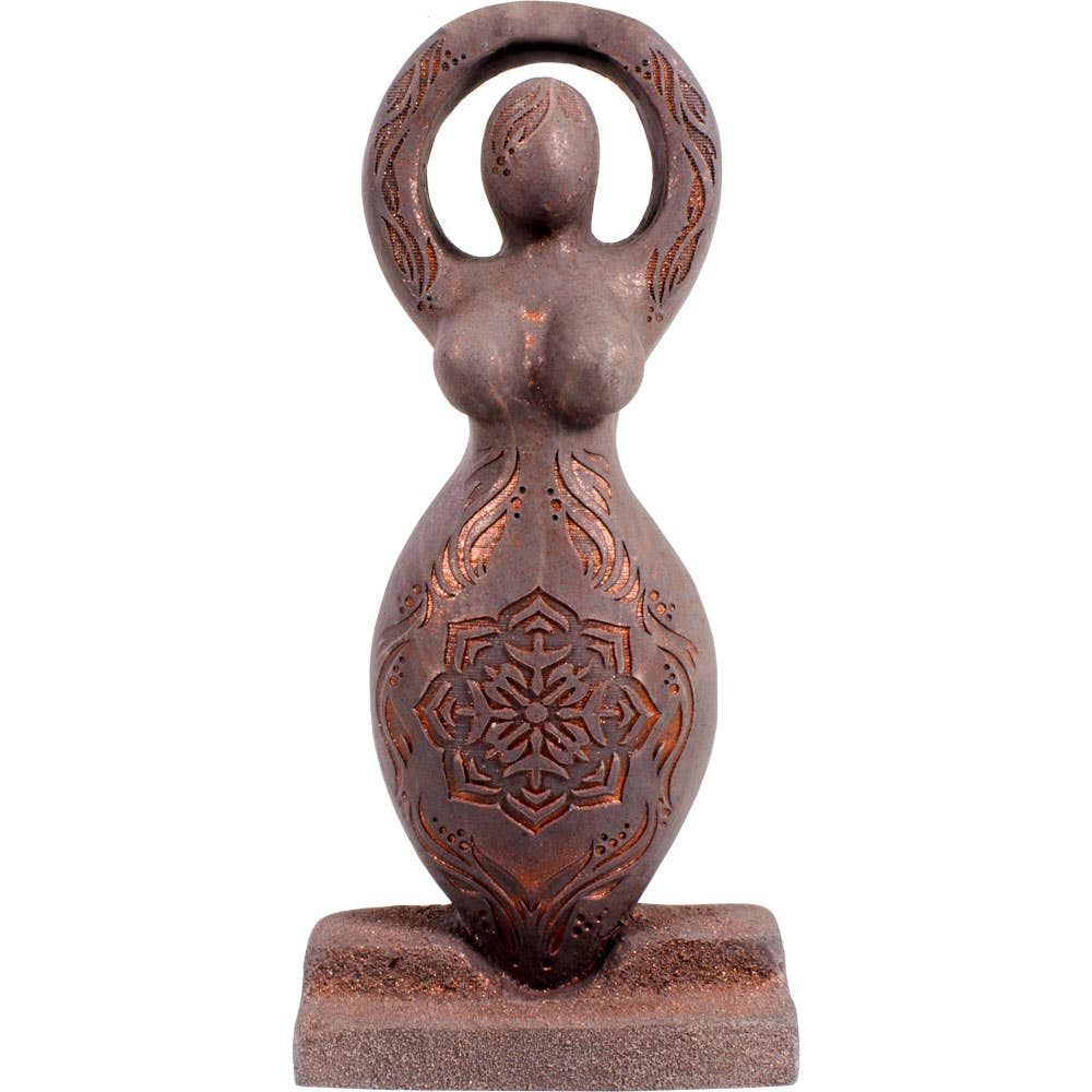 GYPSUM CEMENT FIGURINE - LOTUS GODESS (EACH) - natural dark brown - natural gypsum - Joy - Journey of you