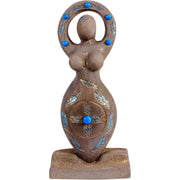 GYPSUM CEMENT FIGURINE - SHAMAN GODDESS (EACH) - lovely Shaman Goddess stands poised - turquoise colored - natural gypsum - Joy - Journey of you