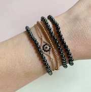 HEMATITE CRYSTAL ENERGY STRETCH BRACELET (4MM) - Natural gemstone - bracelets with elastic stretch - feel the good vibes - HEMATITE HEALING PROPERTIES - Associated with the Root Chakra - A Grounding Stone - Semi-Precious Crystal Beads.