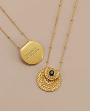 Black Onyx Mandala Necklace - Gold Plated Protection and Grounding Talisman