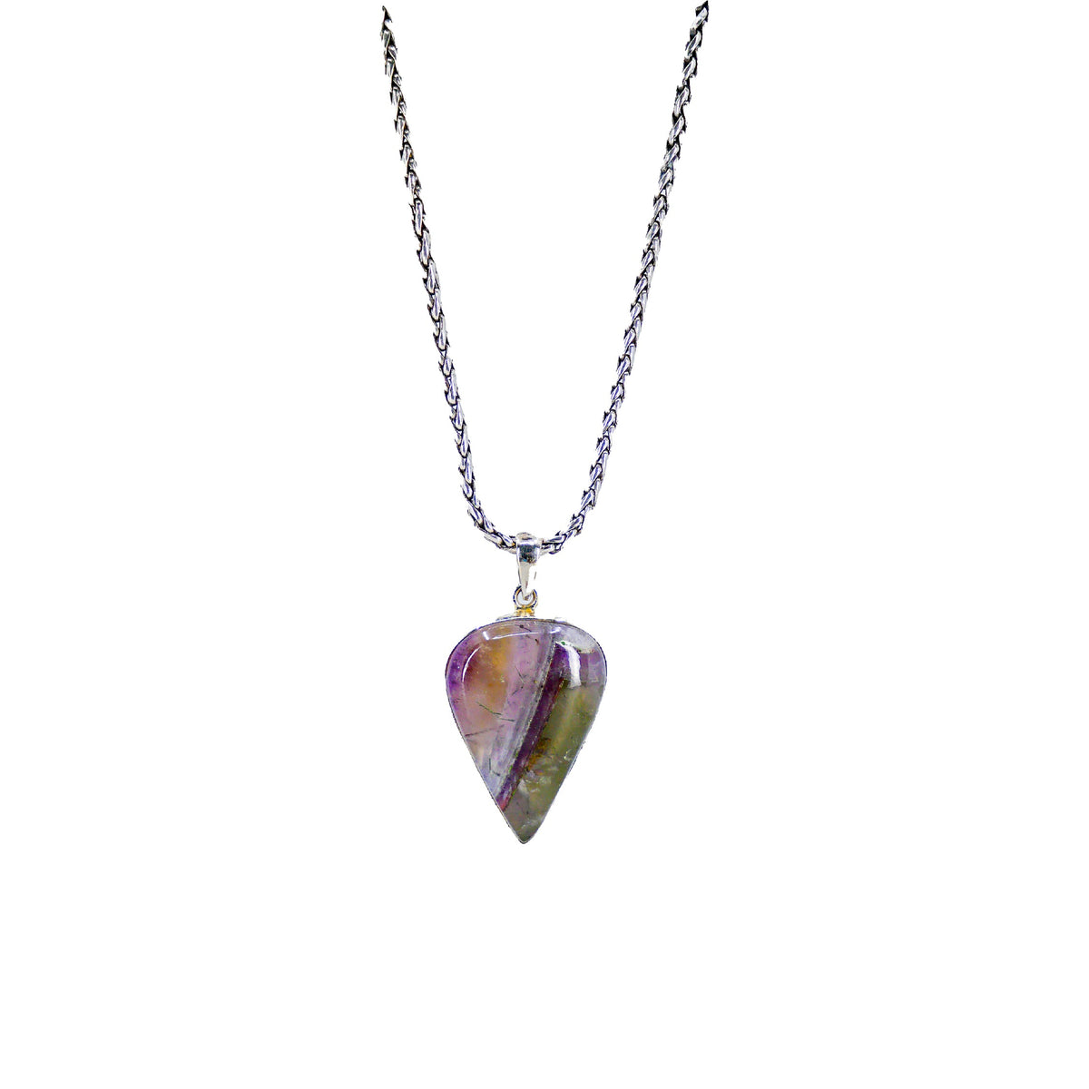 Auralite Tear Drop Pendant with Sterling Silver Chain