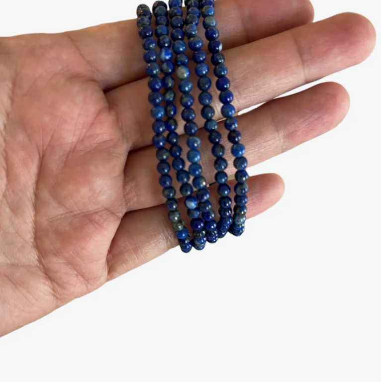 LAPIS LAZULI STRETCH BRACELET - 4MM - Handmade, sustainable, fashionable jewelry and accessories - meditation, mindfulness, wellness, and self-discovery - Bracelet is not adjustable - bracelets are made by hand.