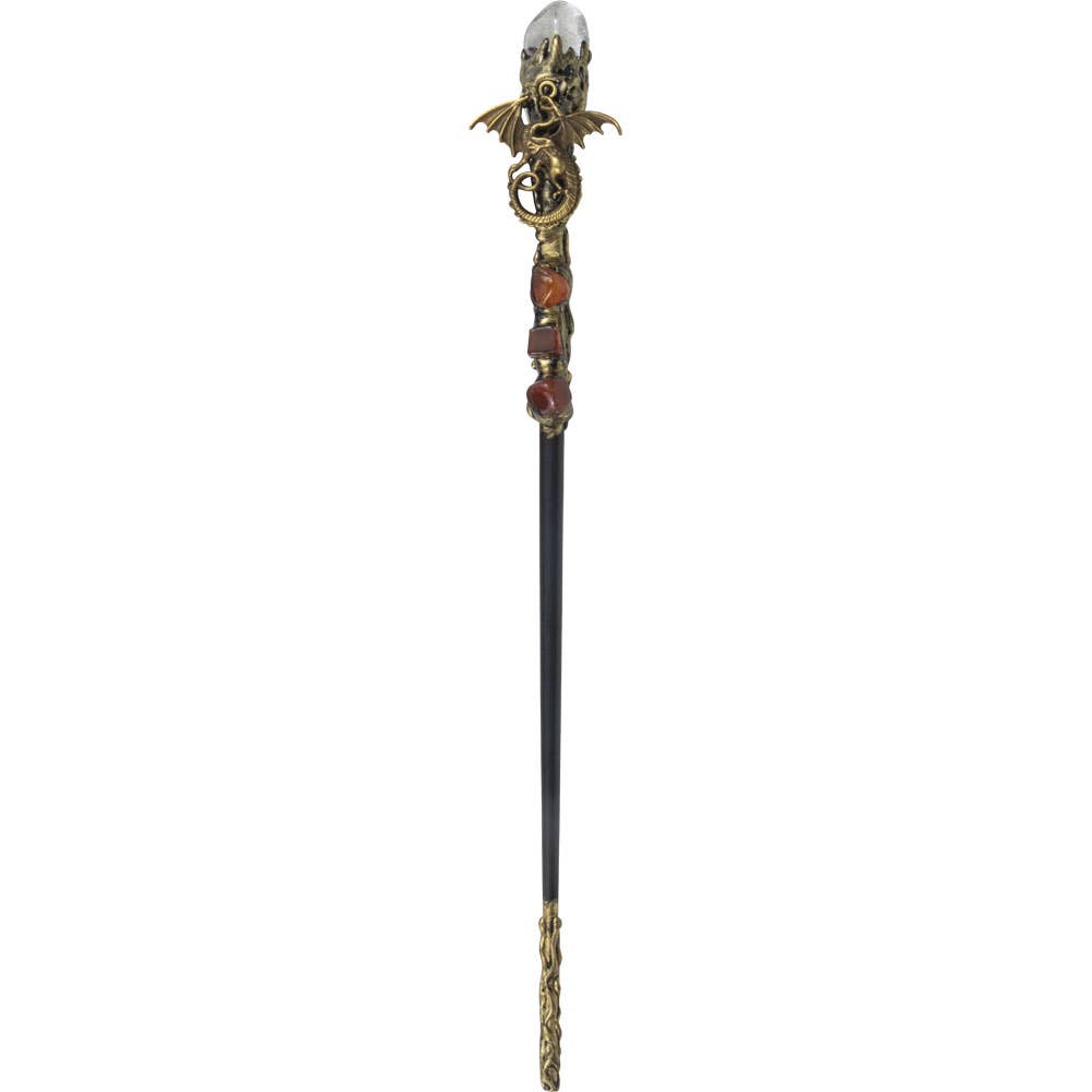 MAGICK WAND - CLEAR QUARTZ W/ GOLD DRAGON (EACH)  - quartz crystal and dragon talisman - Stone - Joy - Journey of You