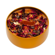 MANIFESTATION BONFIRE CRYSTAL CANDLE - Garnet crystals, dried rose petals, gold flakes, and fairy dust - Joy - Journey of You