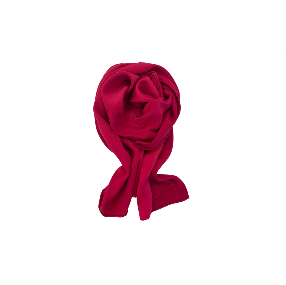 A solid red silk scarf displayed on a white background - JOY - Journey Of You - Spiritual, Holistic, Empowering