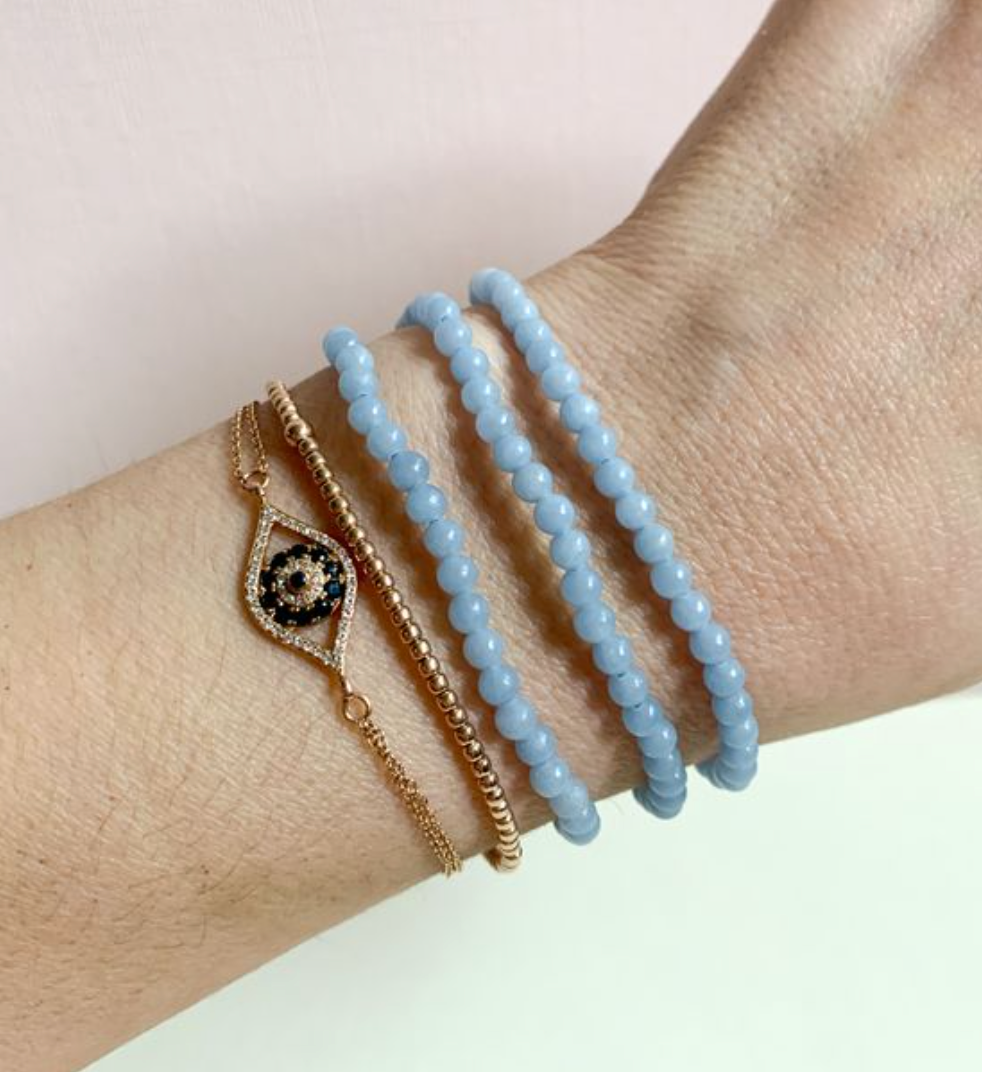 Angelite Crystal Energy Bracelet (4mm) / Crystal Stretch Bracelet