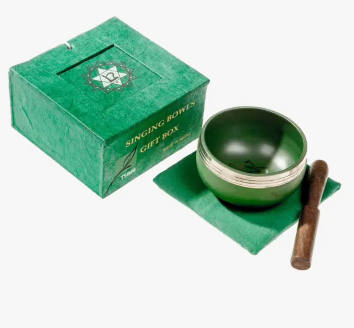 Tibetan Brass Singing Bowl Green - Heart Chakra