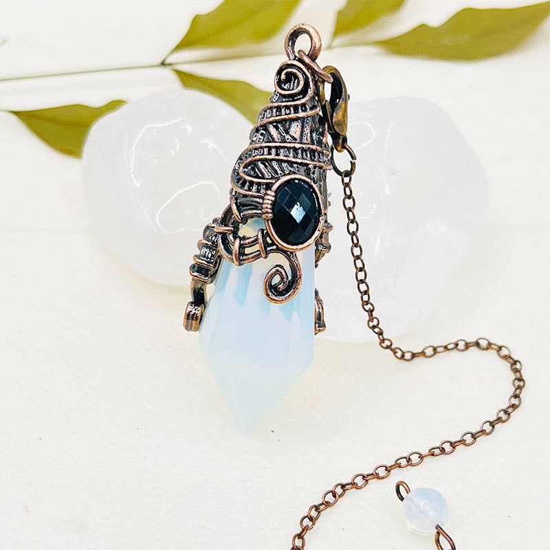 VINTAGE CRYSTAL HEXAGONAL PYRAMID PENDANT: OPAL - pendant - necklace - jewelry - Joy - Journey of You