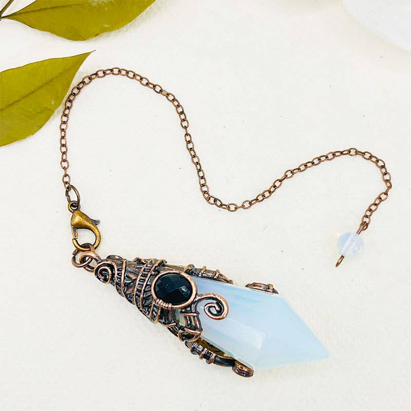 VINTAGE CRYSTAL HEXAGONAL PYRAMID PENDANT: OPAL - pendant - necklace - jewelry - Joy - Journey of You