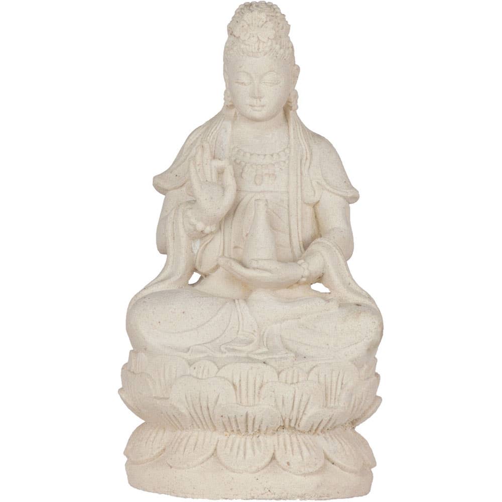 Volcanic Stone Statue - White Kwan Yin
