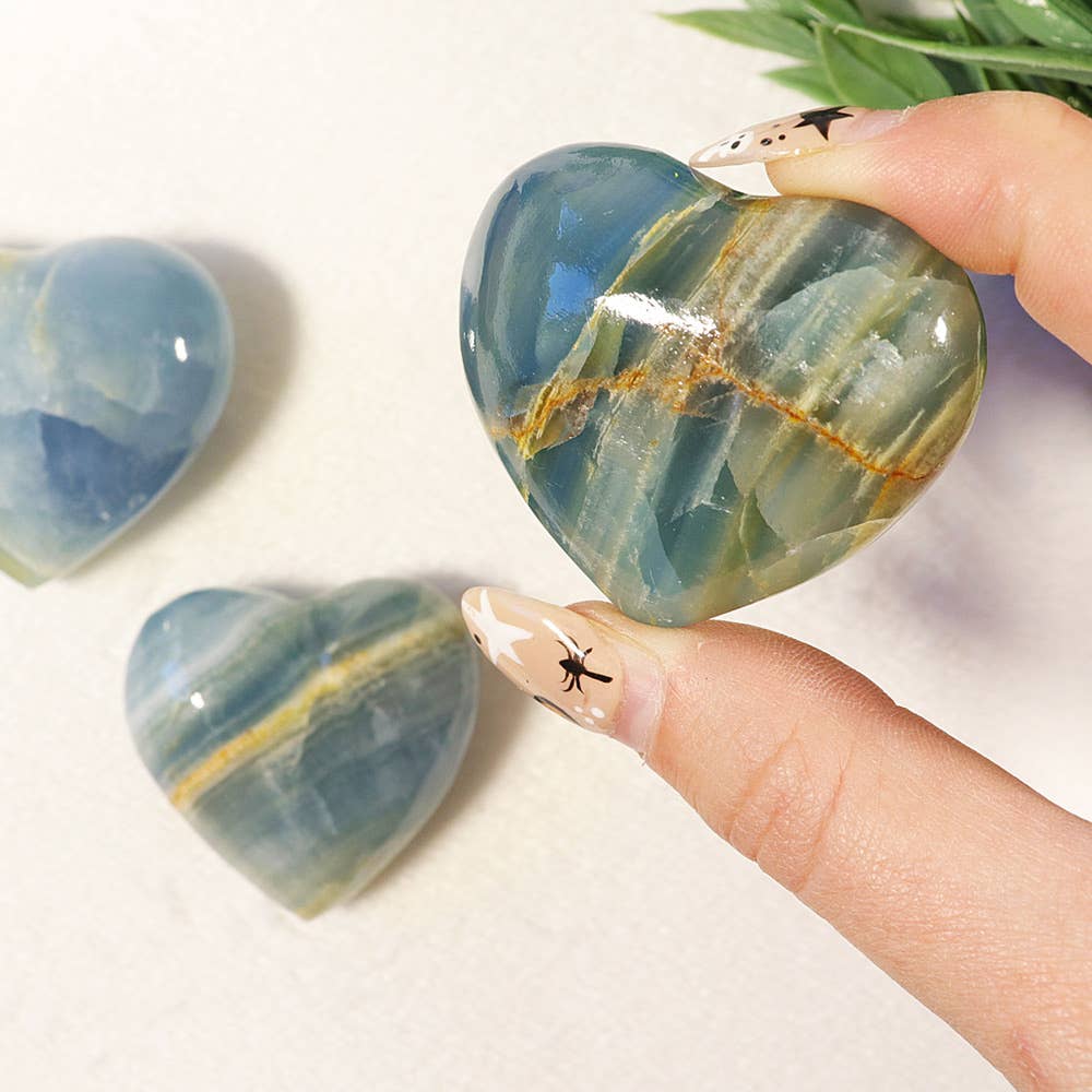 Aquatine Blue Calcite Puff Heart