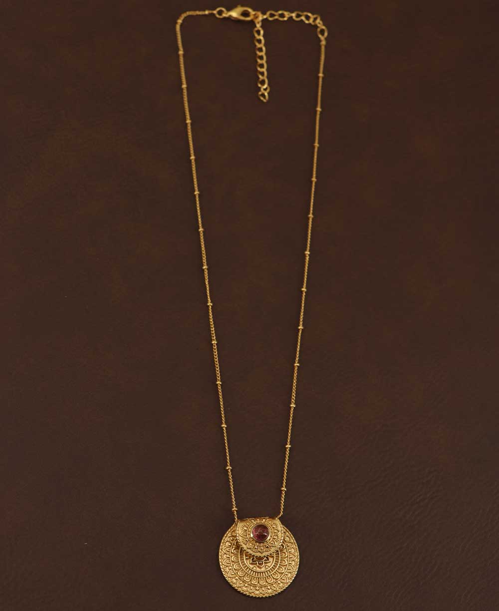 Inspirational Gold Plated Mandala Necklace with Tourmaline S
