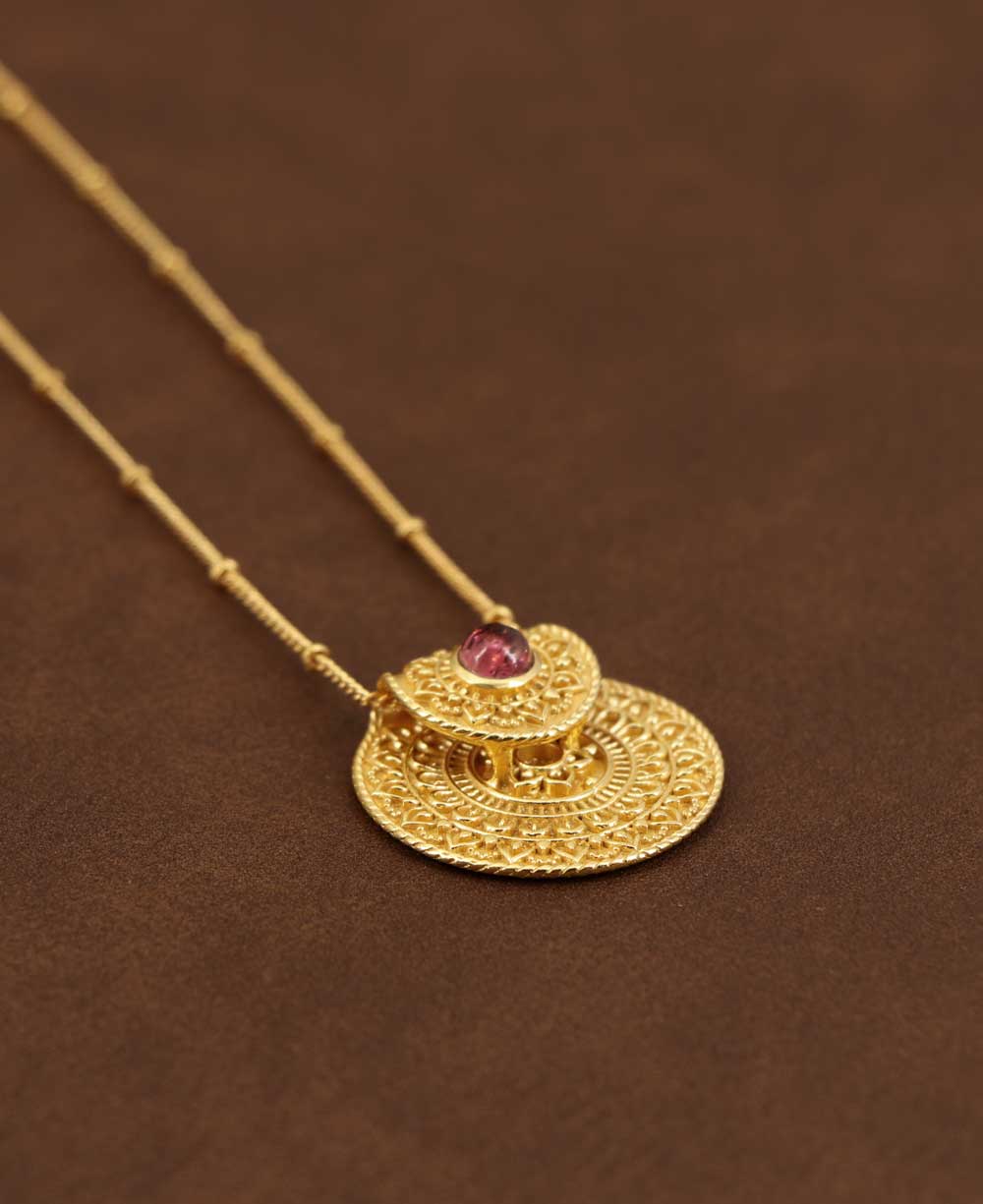 Inspirational Gold Plated Mandala Necklace with Tourmaline S