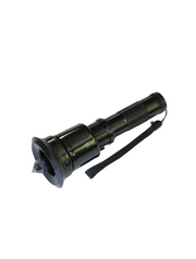 A hand-held crystal healing torch with a black body, featuring a clear quartz crystal at one end and a selection dial for changing colors on the side - JOY - Journey Of You - Spiritual, Holistic, Empowering